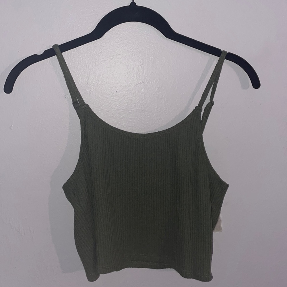Green RVCA Crop Tank Top